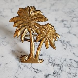 Set of 4 Brass Look Palm Tree Napkin Rings